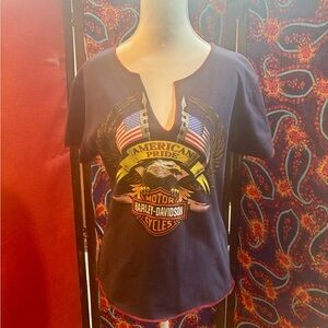 Harley-Davidson navy Tee with Eagle Graphic. New York City on back